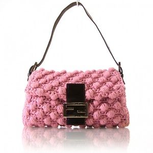 Like New Fendi Crotchet Leather Sold out Baguette